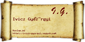 Ivicz Györgyi névjegykártya